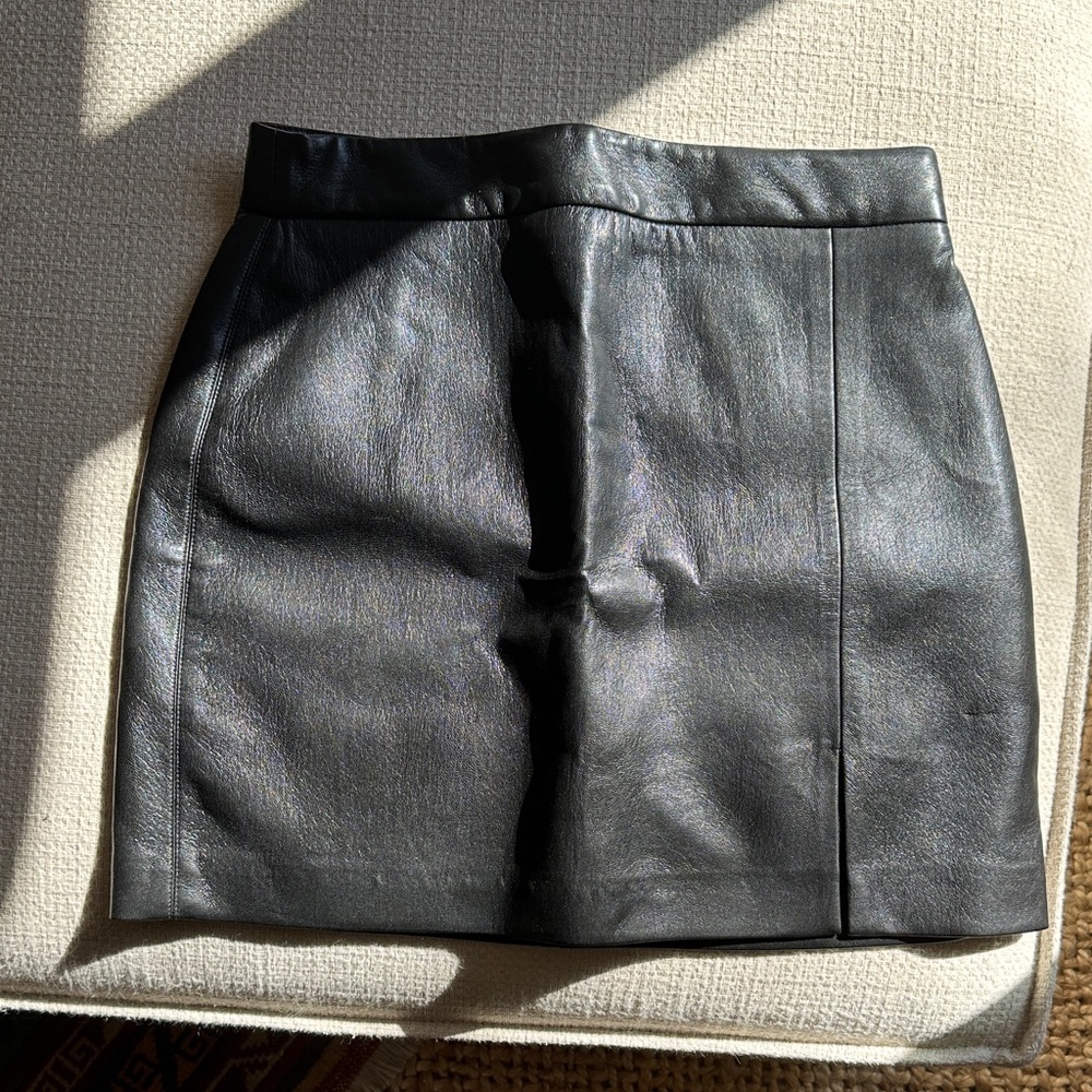 Wilfred Black Leather Mini Skirt